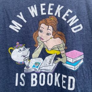 Disney Beauty and the Beast Bell Reading Navy Blue T-Shirt